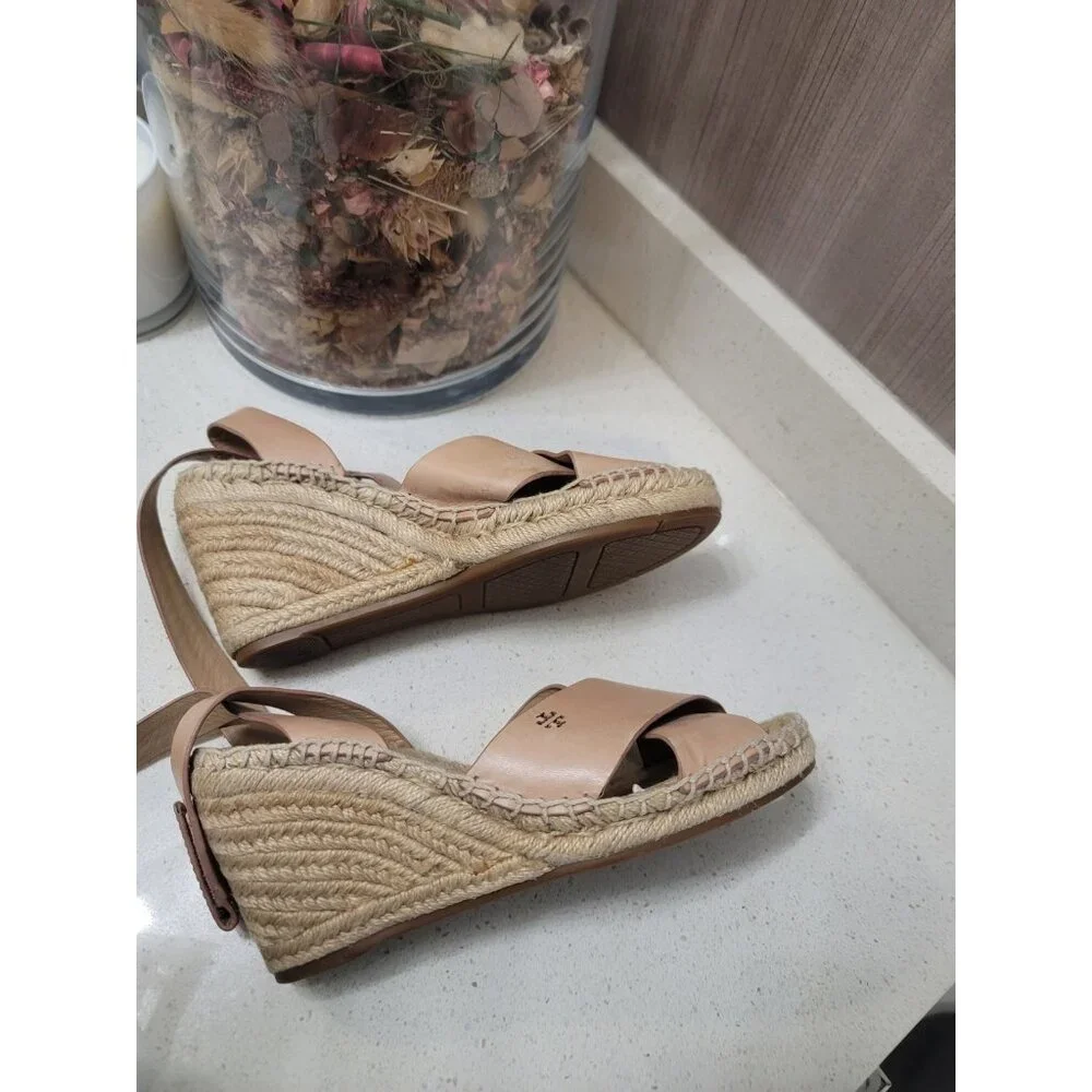 Tory Burch Blush Pink Leather Espadrille Sandals - Picture 5 of 7